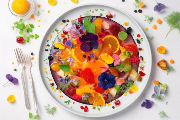Talerz z kolorowym jedzeniem